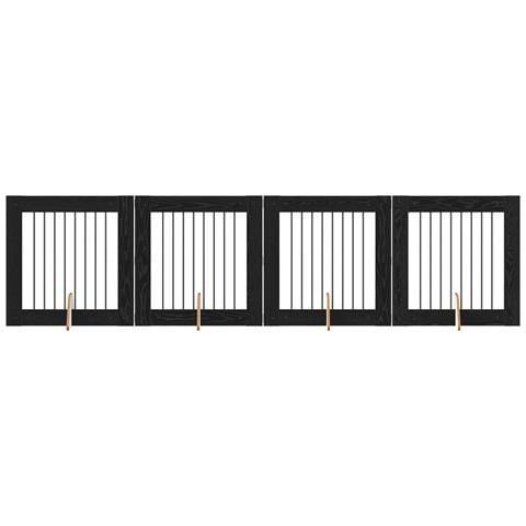 Cancello per cani con supporti 4 pcs Rovere Nero 80 x 80 cm - Foto 1