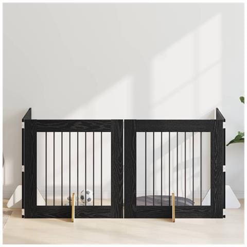 Cancello per cani con supporti 4 pcs Rovere Nero 80 x 80 cm - Foto 2