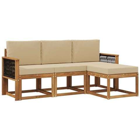 Set di divani da esterno con cuscino 4 pcs Naturale - Foto 1