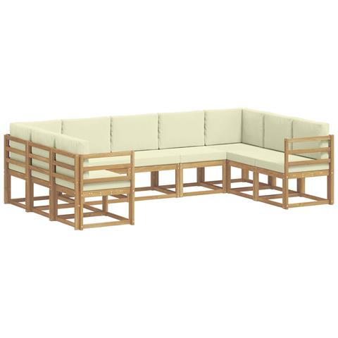Set di divani da esterno con cuscino 9 pcs Bianco e Crema - Foto 1