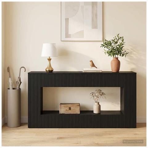 Tavolo consolle Nero 155 x 29 x 74 cm Legno ingegnerizzato - Foto 2