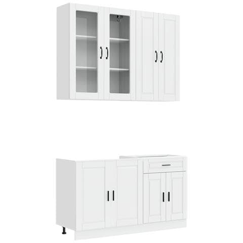 Unità Cucina PORTO 4 pcs Bianco Lucido Legno ingegnerizzato - Foto 1