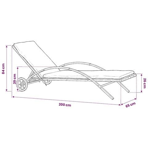 Lettino Prendisole con Cuscino e Ruote in Polyrattan Antracite - Foto 7