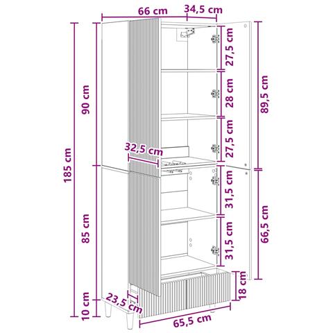 Set di armadi 2 pcs Bianco Lucido 66 x 34,5 x 95 cm - Foto 9