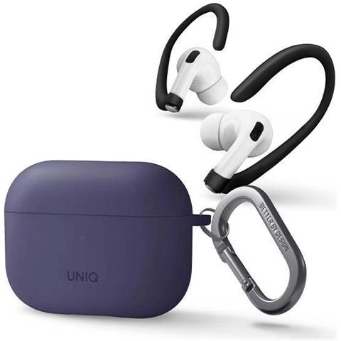 Uniq Case Nexo Airpods Pro 2 Gen + Ganci Per Auricolari Silicone Viola /nero Viola - Foto 2