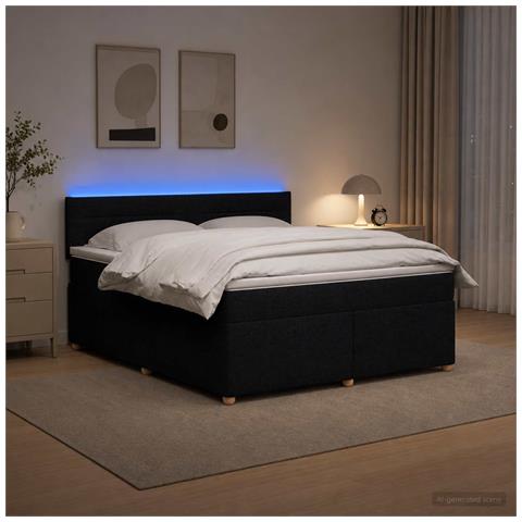 Letto box spring con materasso Nero 180 x 200 cm Tessuto - Foto 2