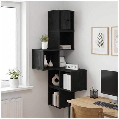 Mensola Angolare da Parete Rovere Nero 48 x 48 x 120 cm - Foto 2