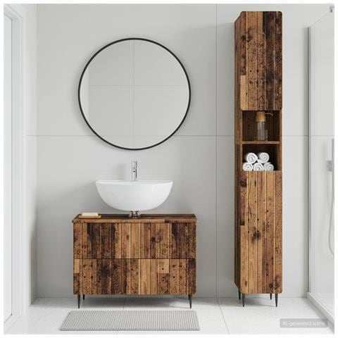 Set di Armadi da Bagno da 2 Pezzi ZWOLLE Legno antico - Foto 2