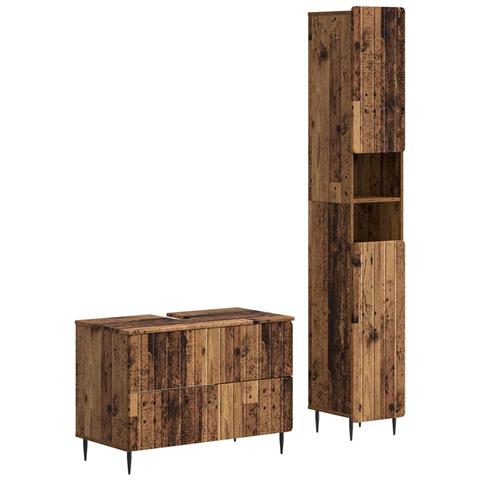 Set di Armadi da Bagno da 2 Pezzi ZWOLLE Legno antico - Foto 1