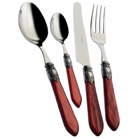 Posate Oxford , Set 75 Pz. - Rosso Granata Argento - Foto 1