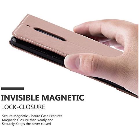 Custodia Compatibile Con Nokia 5 2017 In Oro Rosato Nero - Coperchio Protettiva Con Chiusura Magnetica, Funzione Stand E Tasca Per Le Carte - Foto 2