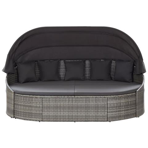 Lettino Prendisole con Baldacchino in Polyrattan Grigio - Foto 9