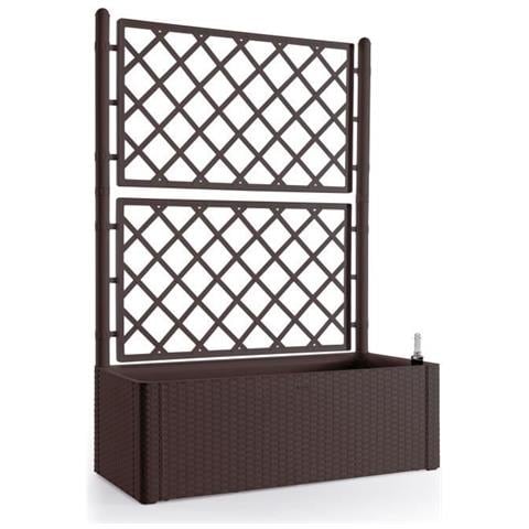 Bac A Fleurs Rectangulaire Natural Deluxe Avec Treillis - 100 X 43 X H 142 Cm - 90 + 6,5 L Dans La Rserve - Moka - Foto 1