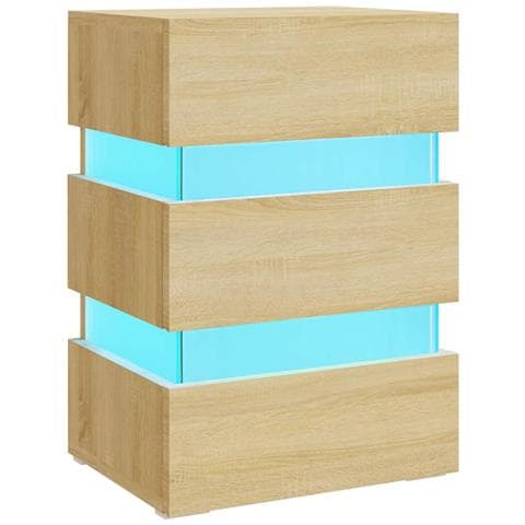 Comodino con Luci LED Sonoma 45x35x67 cm in Legno Multistrato - Foto 1