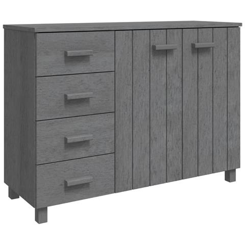 Credenza Grigio Scuro 113x40x80 Cm In Legno Massello Di Pino - Foto 1