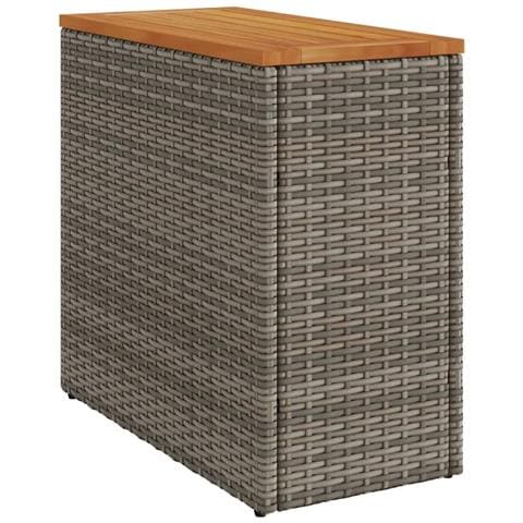 Tavolino Giardino Piano In Legno Grigio 58x27,5x55cm Polyrattan - Foto 2