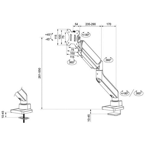 Ds70plus-450wh1 Braccio Per Monitor 17-49'' - Molla A Gas - Topfix - 180°-stop - Foto 2