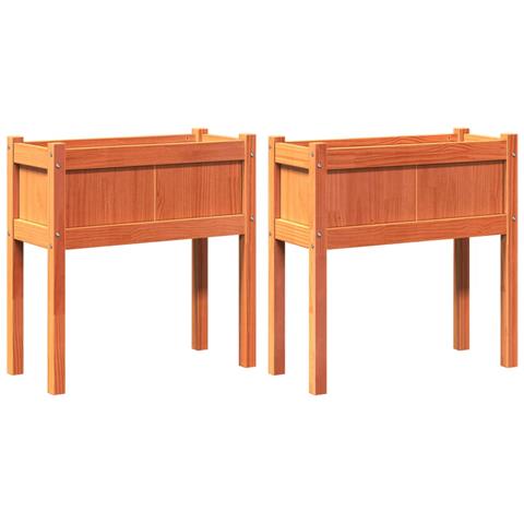 Fioriere Da Giardino 2pz Gambe Marrone Cera Legno Massello Pino - Foto 2