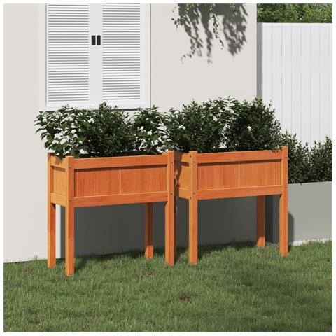 Fioriere Da Giardino 2pz Gambe Marrone Cera Legno Massello Pino - Foto 3