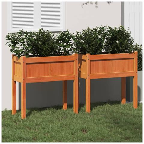 Fioriere Da Giardino 2pz Gambe Marrone Cera Legno Massello Pino - Foto 1