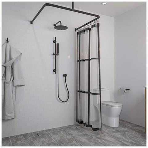 Set Binari Per Tenda Da Doccia Easy-roll Nero - Foto 1