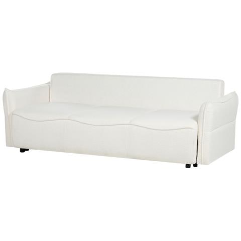 Divano Letto 3 Posti Krama Bouclé Bianco Con Contenitore - Foto 2