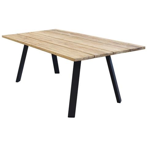 Tavolo 200x100 Cm Da Esterno Giardino Con Struttura In Alluminio E Piano In Legno Di Teak A Doghe Antigua - Foto 1