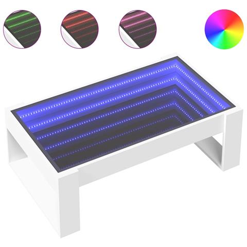 Tavolino Da Salotto Con Led Infinity Bianco 90x53x30 Cm - Foto 2