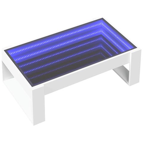 Tavolino Da Salotto Con Led Infinity Bianco 90x53x30 Cm - Foto 3