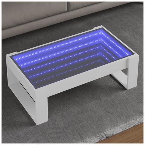 Tavolino Da Salotto Con Led Infinity Bianco 90x53x30 Cm - Foto 1