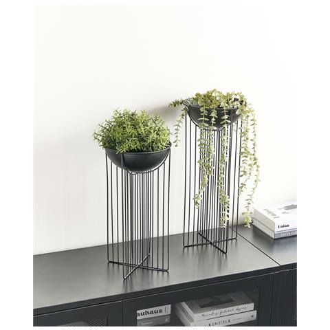 Set Di 2 Vasi Rialzati Per Piante Ficaria Metallo 22 Cm Nero - Foto 1