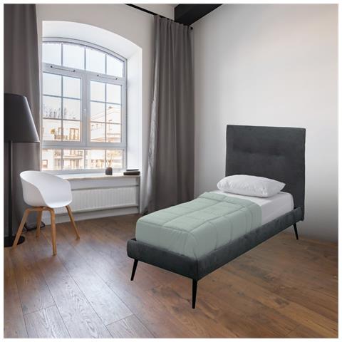 Letto Singolo Stiletto Con Rete Fissa In Tessuto Ash Grigio - Foto 1