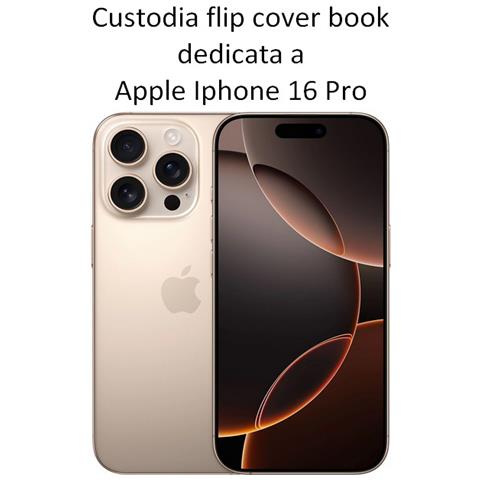 Custodia A Libro Book Cover Case Per Apple Iphone 16 Pro Black - Foto 2