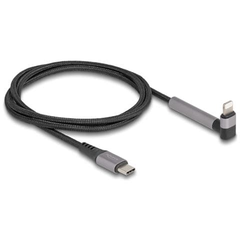 Cavo dati e ricarica da USB Type-C a Lightning per iPhone, iPad, iPod angolato con funzione stand nero 1,5 m MFi - Foto 1