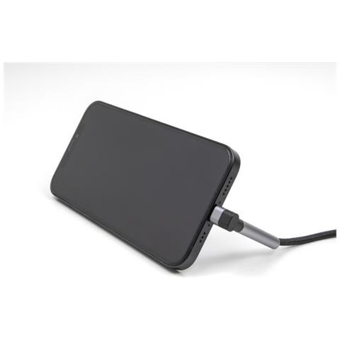 Cavo dati e ricarica da USB Type-C a Lightning per iPhone, iPad, iPod angolato con funzione stand nero 1,5 m MFi - Foto 2
