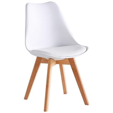 Set 4 Sedie Sala Da Pranzo In Polipropilene Moderne, Seduta Imbottito,gambe In Legno Naturale, Casa,ufficio. (bianco) - Foto 2