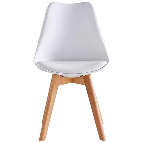 Set 4 Sedie Sala Da Pranzo In Polipropilene Moderne, Seduta Imbottito,gambe In Legno Naturale, Casa,ufficio. (bianco) - Foto 5