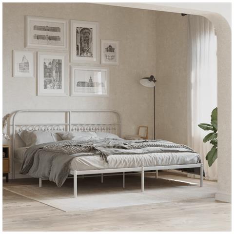 Giroletto Con Testiera Metallo Bianco 183x213 Cm - Foto 1