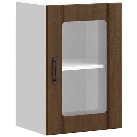 Pensile Da Cucina Con Porta In Vetro Lucca Rovere Marrone - Foto 2