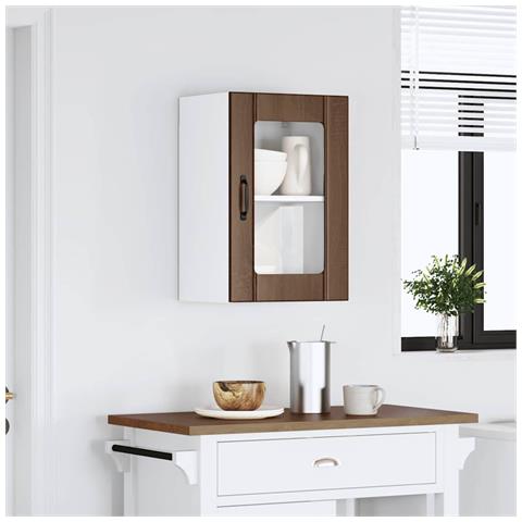 Pensile Da Cucina Con Porta In Vetro Lucca Rovere Marrone - Foto 3