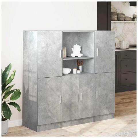 Set Di Mobili Da Cucina 3 Pz Grigio Cemento In Truciolato - Foto 3