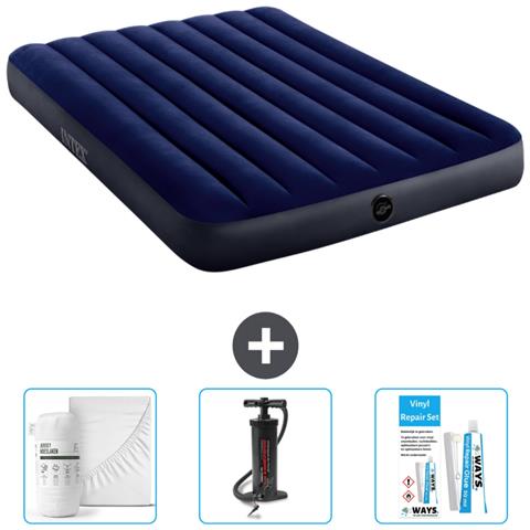 Set Materassino Gonfiabile - 191x137x25 Cm - Blu - Include Accessori Coordinati Cb3 - Foto 1