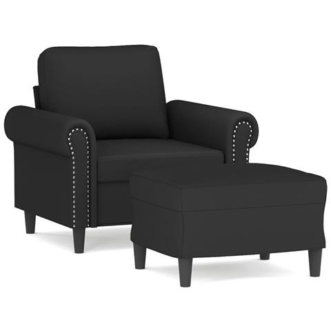 Poltrona con Poggiapiedi Nero 60 cm in Velluto - Foto 1