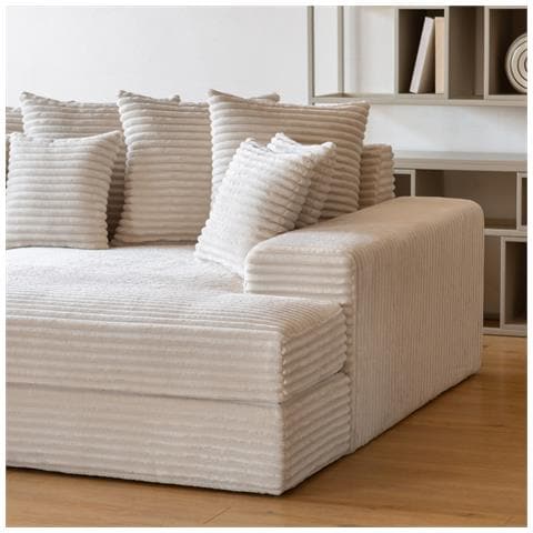 Cardiff Divano Deep 4 Posti In Velluto A Coste Beige - Foto 2