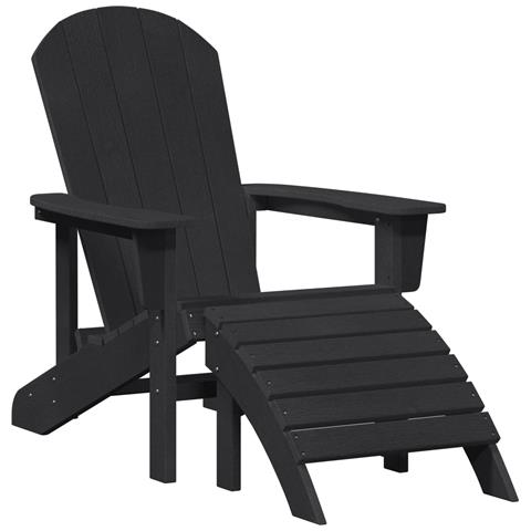Sedia Adirondack con Poggiapiedi Nera HDPE - Foto 1
