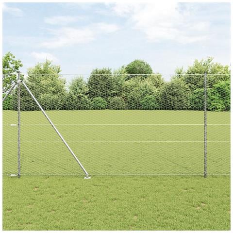 Recinzione Esagonale 1,5x50 m Acciaio Zincato, Pali per Recinzione con Picchetto 13 pz Ø32 mm 170 cm Acciaio Zincato - Foto 2