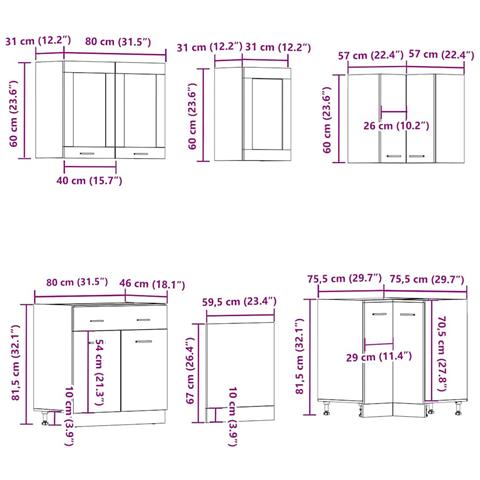 Set di Mobili da Cucina 11 pz Rovere Artigianale Truciolato - Foto 9