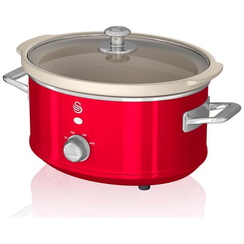 Swan Sf17021rneu Retro Slow Cooker 3,5l Pentola Rimovibile In Ceramica Antiaderente Senza Pfoa 200w Rosso - Foto 1