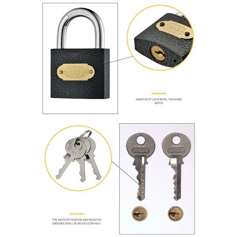 Lucchetto In Ferro Con Arco Lungo Da 32 Mm - Serratura Antifurto Nera Per La Sicurezza Domestica - Foto 5