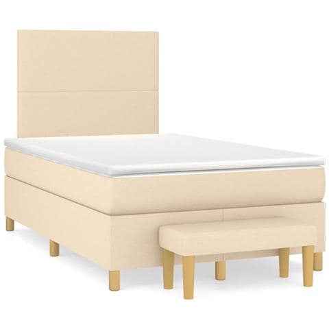 Giroletto a Molle con Materasso Crema 120x190 cm in Tessuto - Foto 2